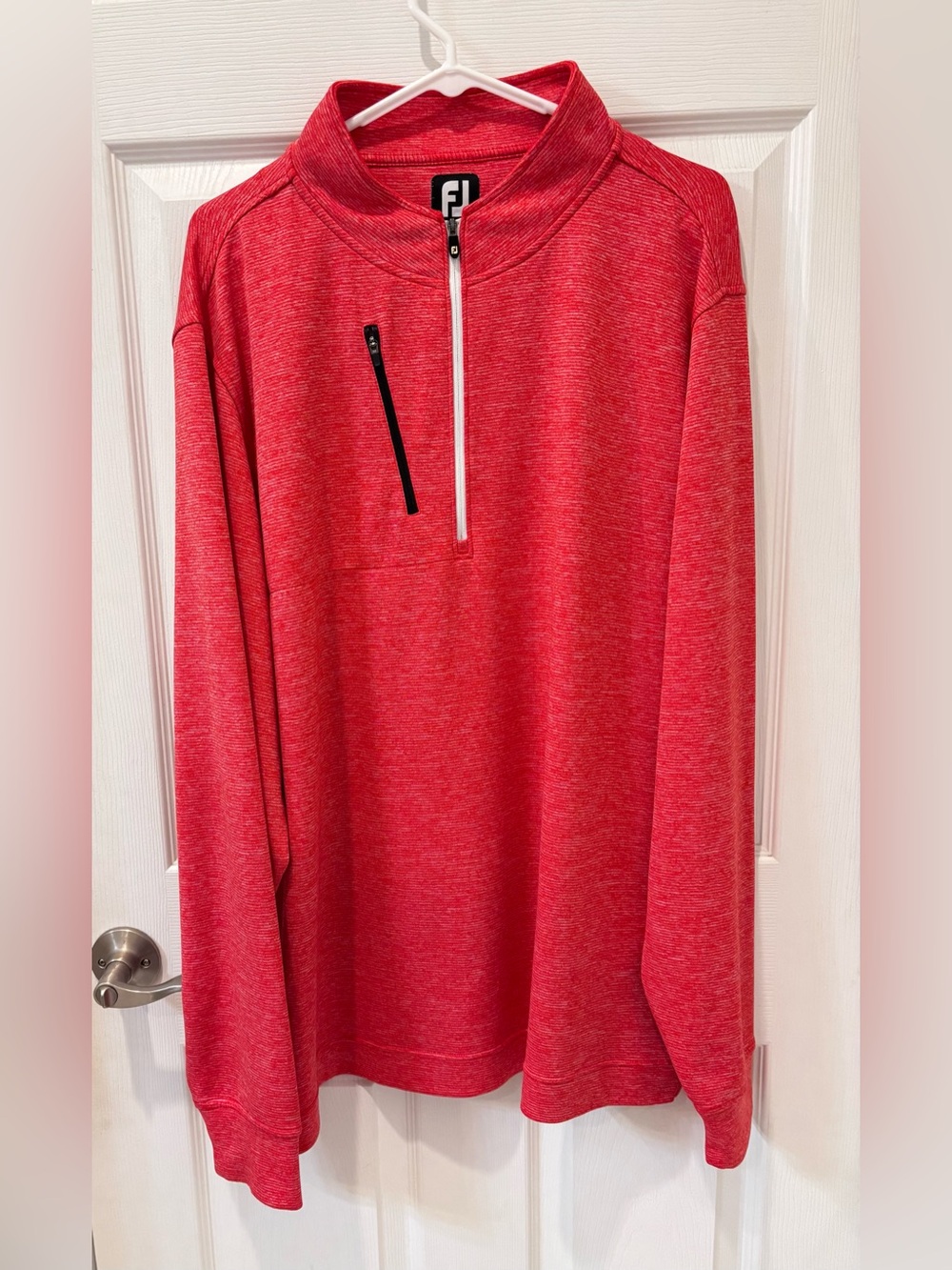 FootJoy Heather Red Quarter-Zip Pullover with Chest Zip